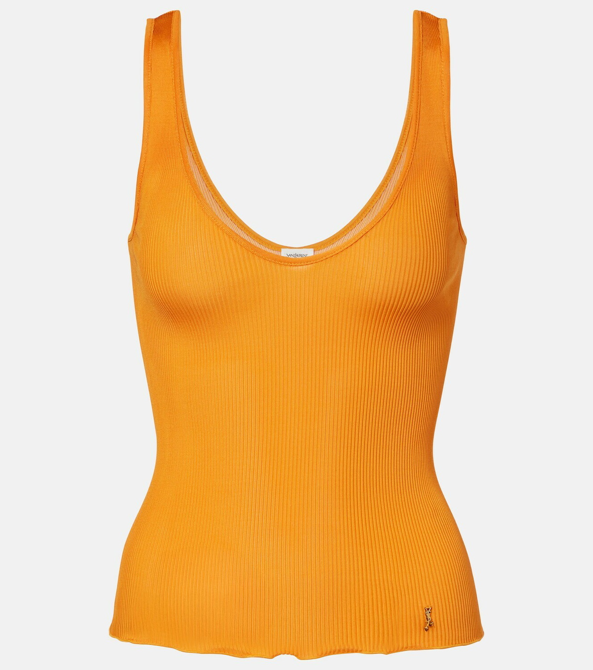 Saint Laurent Ribbed-knit silk jersey tank top