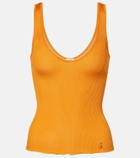 Saint Laurent Ribbed-knit silk jersey tank top