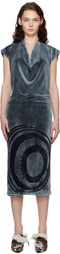 Masha Popova Blue Open Back Cowl Neck Hoodie Minidress