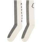 Moncler White and Grey Logo Socks