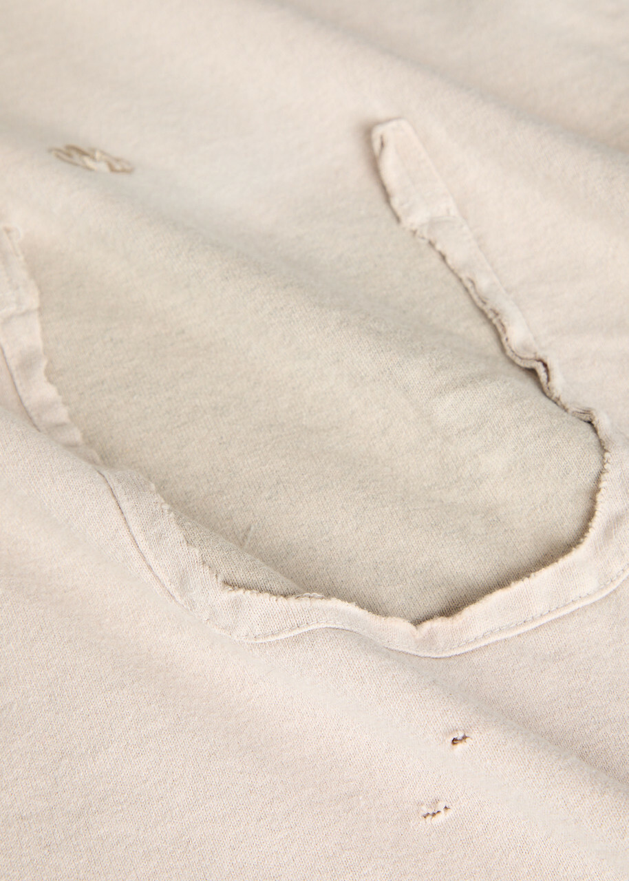 Maison Mihara Yasuhiro Distressed Cotton T-shirt Beige