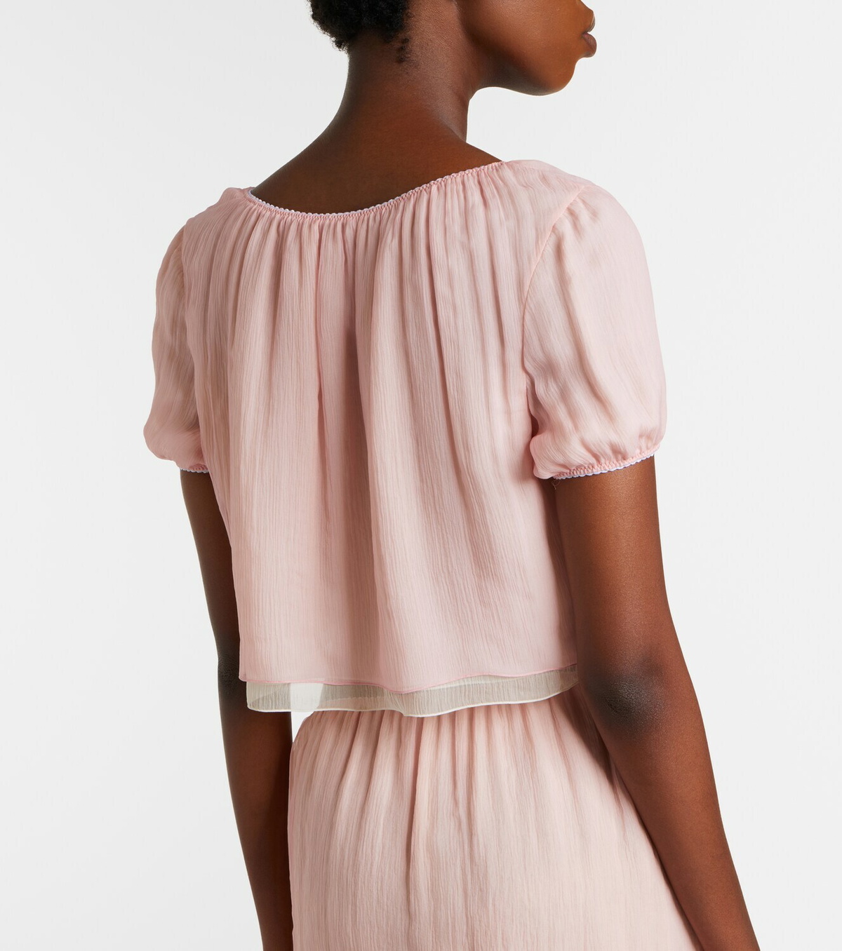 Miu Miu Layered silk chiffon crop top