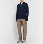 Maison Kitsuné - Slim-Fit Logo-Embroidered Tech-Jersey Half-Zip Sweatshirt - Blue