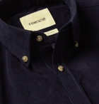 De Bonne Facture - Button-Down Collar Cotton-Corduroy Shirt - Blue