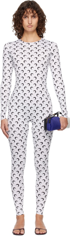 Photo: Marine Serre White Recycled Jersey Moon Jumpsuit