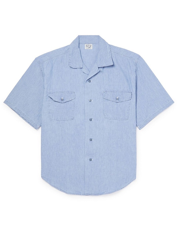 Photo: OrSlow - Convertible-Collar Cotton-Chambray Shirt - Blue