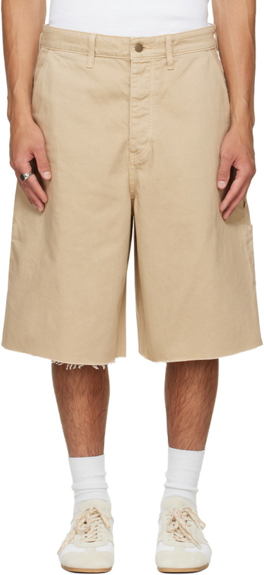 Photo: Fear of God ESSENTIALS Beige Raw Cut 5-Pocket Shorts