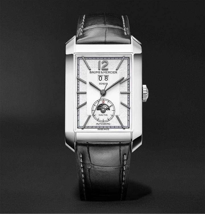 Photo: Baume & Mercier - Hampton Automatic Moon-Phase 31mm Stainless Steel and Alligator Watch, Ref. No. M0A10523 - White