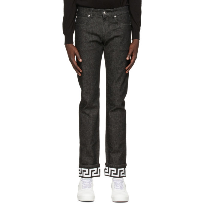 Photo: Versace Black Greca Slim-Fit Jeans