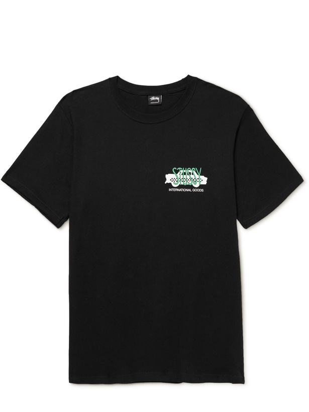 Photo: Stussy - Logo-Print Cotton-Jersey T-Shirt - Black