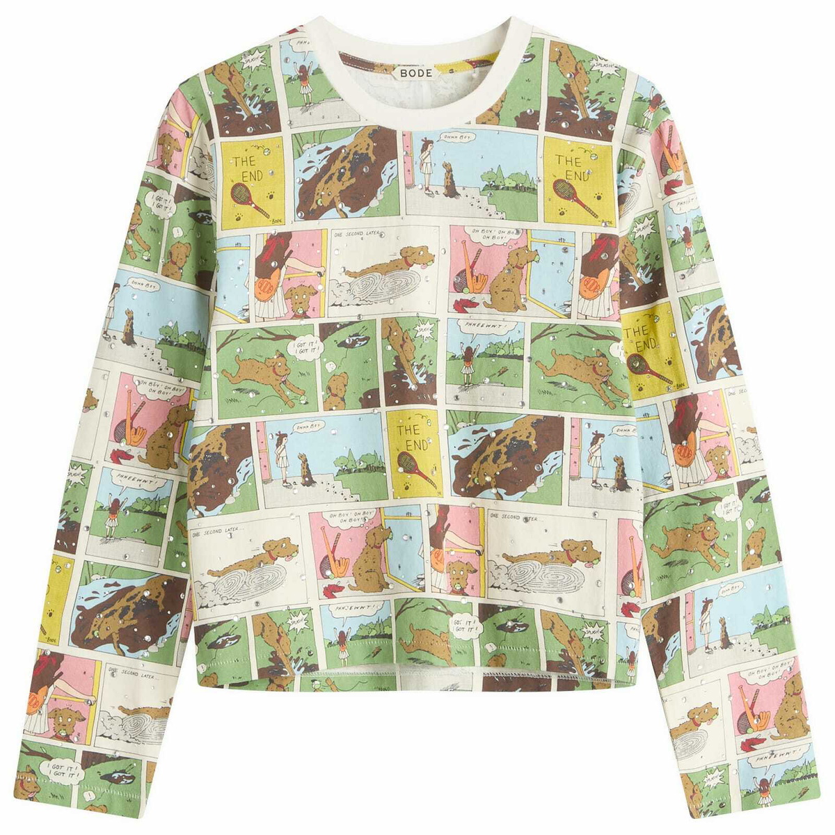 Bode Women's Comic Strip Long Sleeve Top in Multi