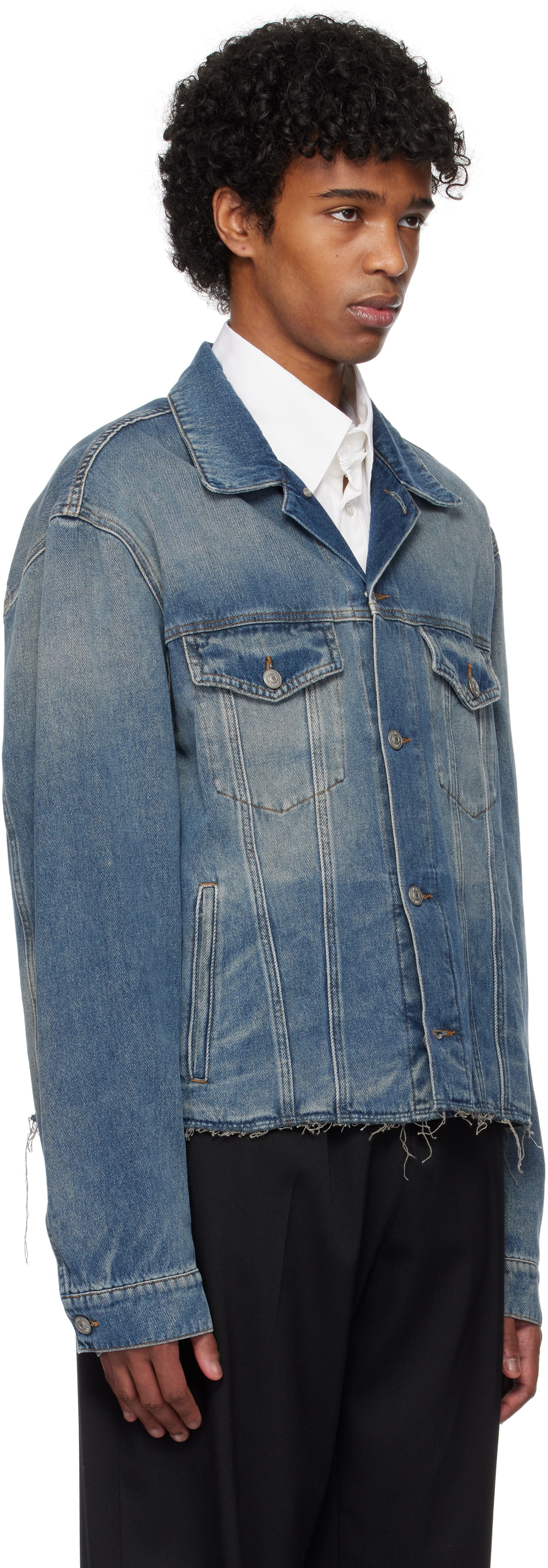 MM6 Maison Margiela Blue Raw Edge Denim Jacket MM6 Maison