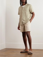 Mr P. - Michael Convertible-Collar Garment-Dyed Cotton and Linen-Blend Twill Shirt - Neutrals