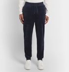 Hugo Boss - Slim-Fit Tapered Logo-Embroidered Cotton-Blend Velour Sweatpants - Blue