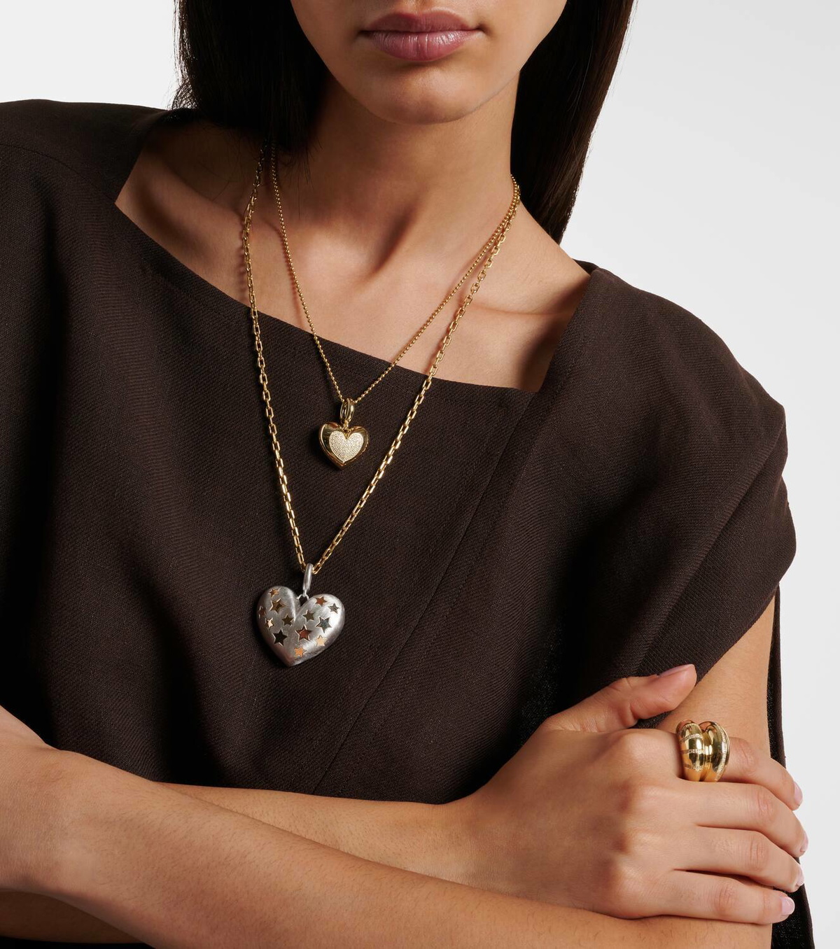 Lauren Rubinski Miuccia Paulette 14kt gold necklace with diamonds