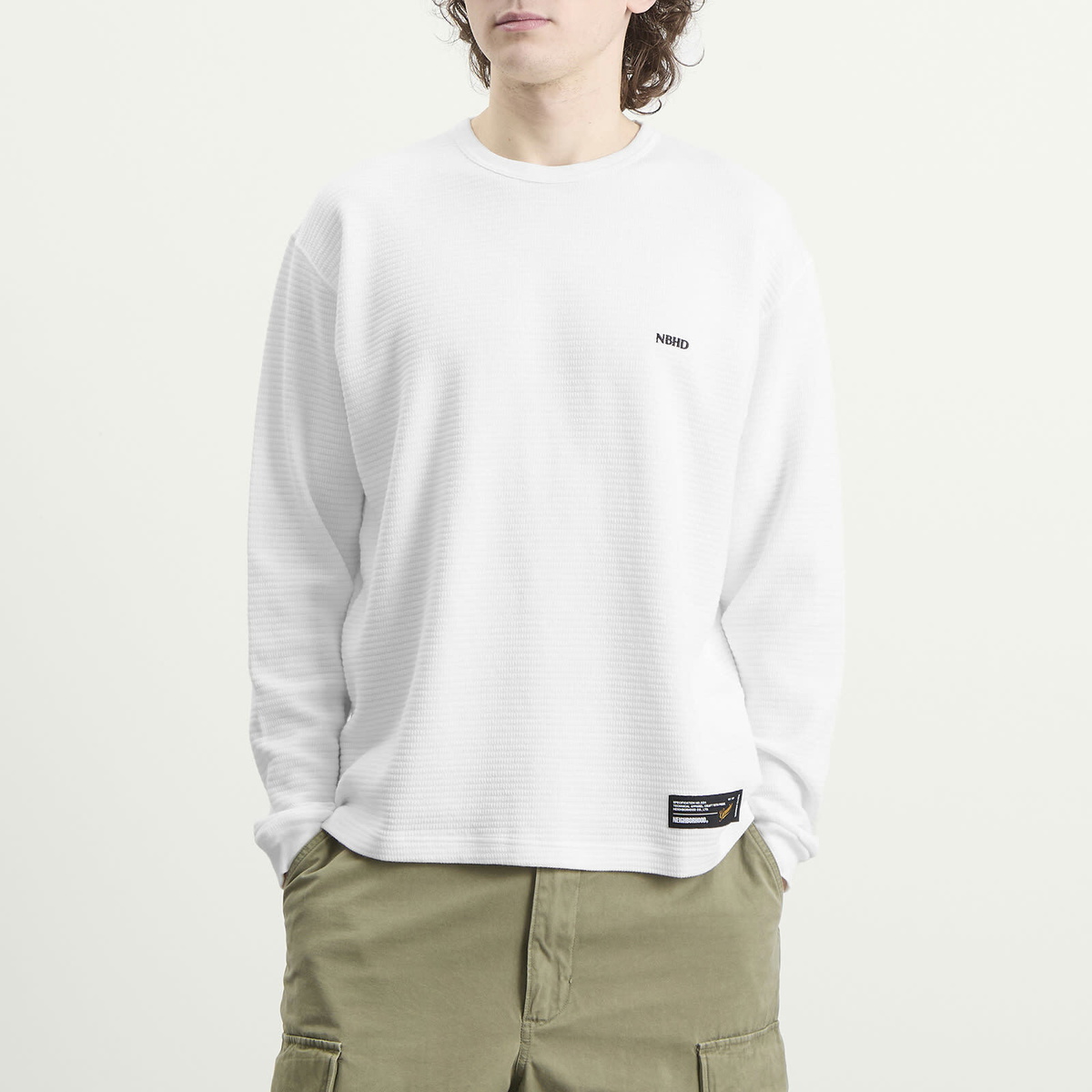 Neighborhood Men's Waffle Crewneck in White Neighborhood