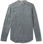 Massimo Alba - Kos Garment-Dyed Grandad-Collar Poplin-Trimmed Linen Half-Placket Shirt - Gray