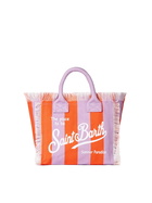 MC2 Saint Barth Colette Cotton Canvas Handbag With Lilac And Red Stripes