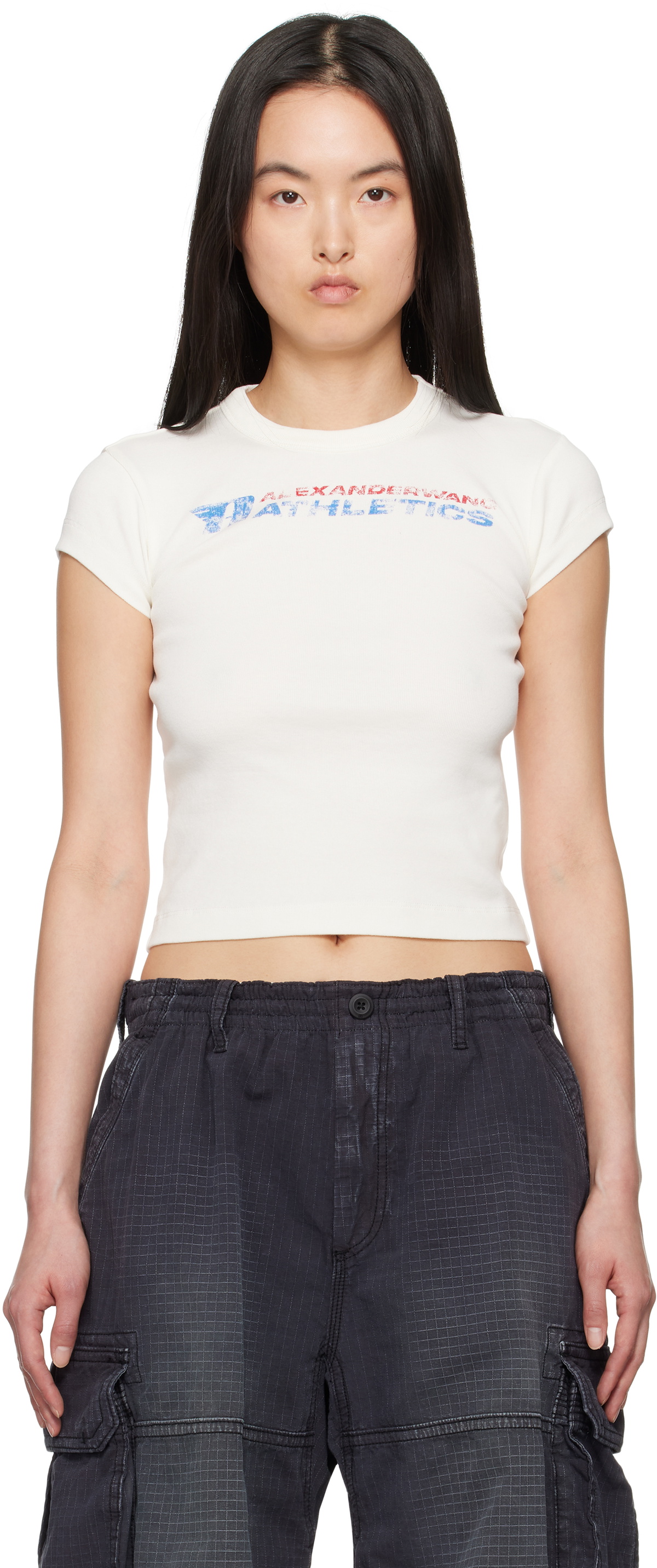 alexanderwang.t Off-White Distressed Logo T-shirt