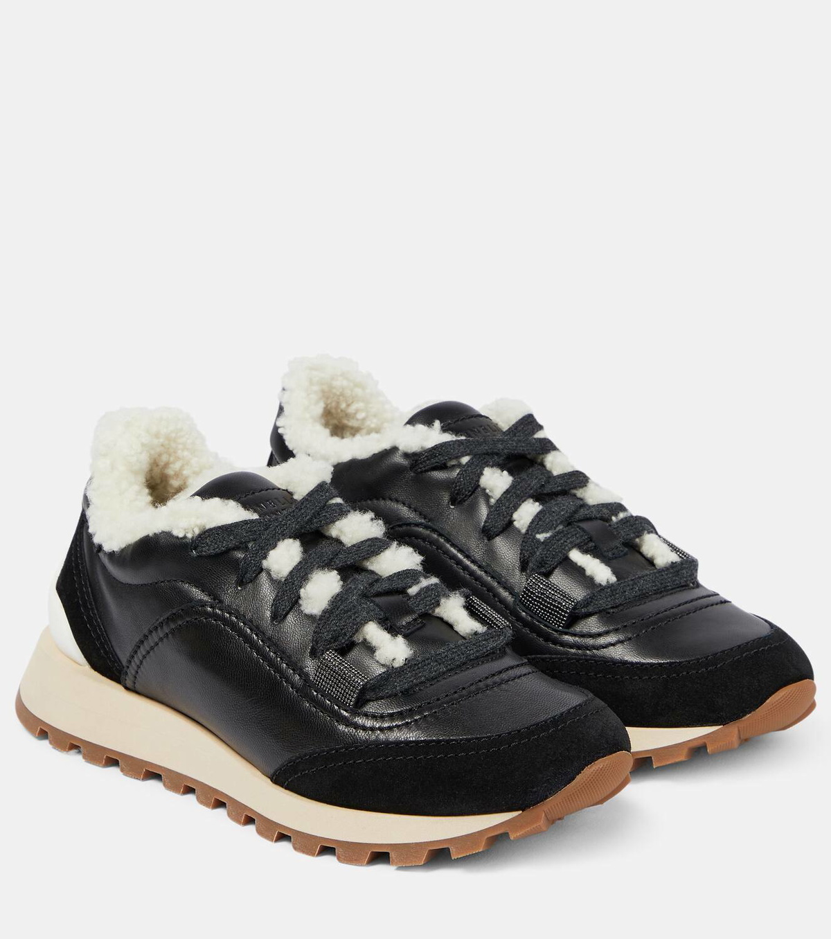 Brunello Cucinelli Leather shearling-lined sneakers Brunello Cucinelli