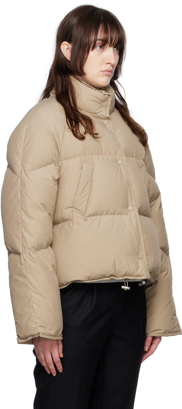Nothing Written SSENSE Exclusive Taupe Cropped Down Jacket