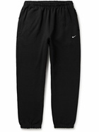 Nike - Solo Swoosh Straight-Leg Logo-Embroidered Cotton-Blend Jersey Sweatpants - Black