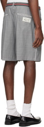 WOOYOUNGMI Gray Wool Poly Belted Shorts