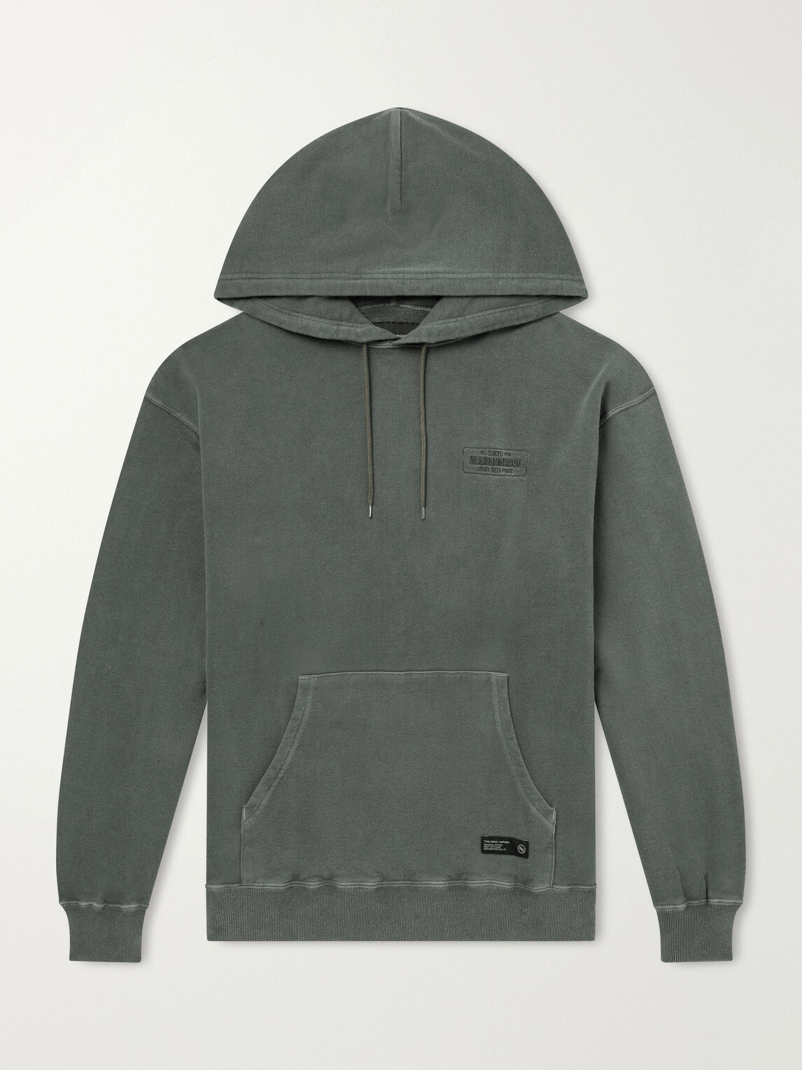 Neighborhood - Logo-Embroidered Garment-Dyed Cotton-Jersey Hoodie - Gray