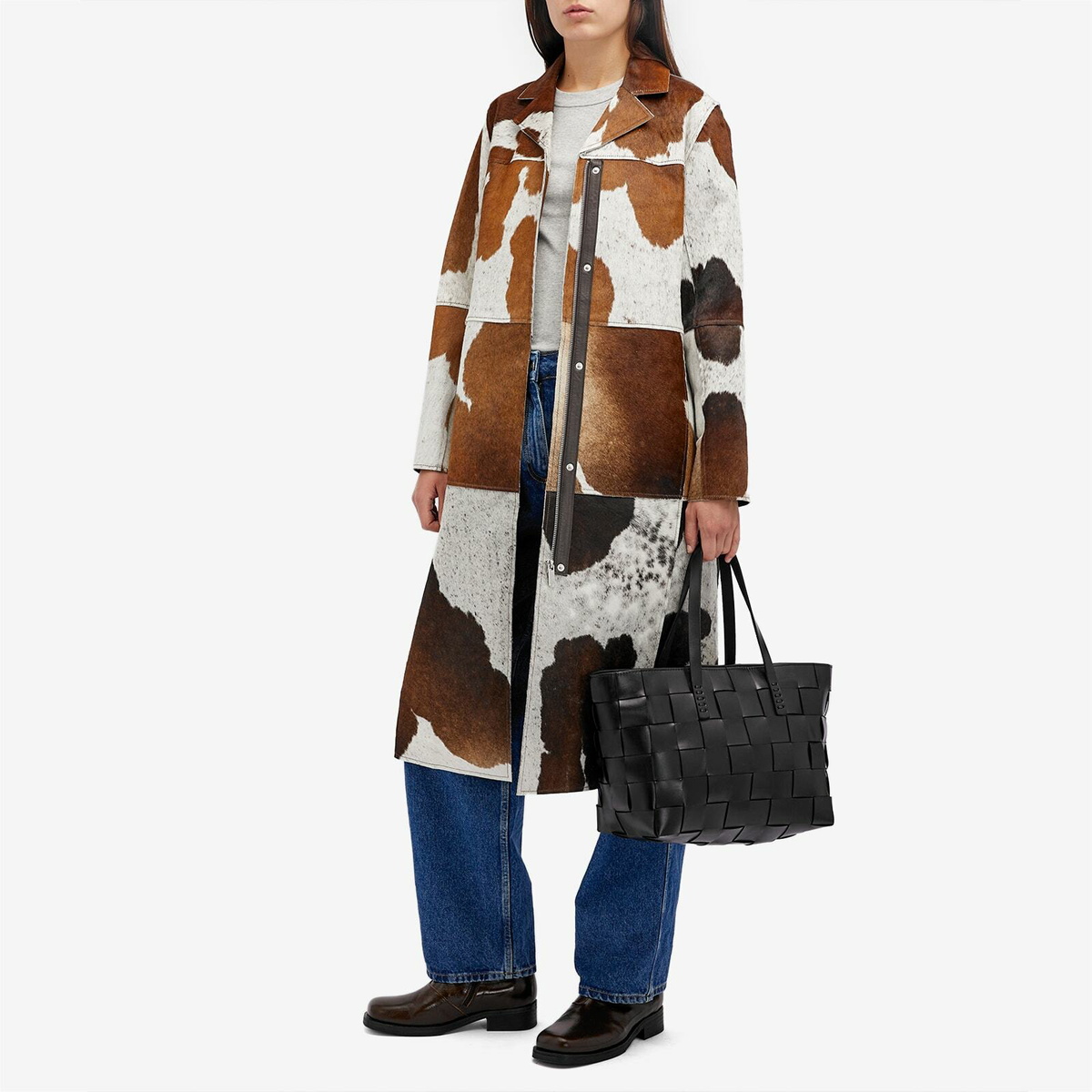 Saks Potts Women's Gio Coat in Brown/White Cow