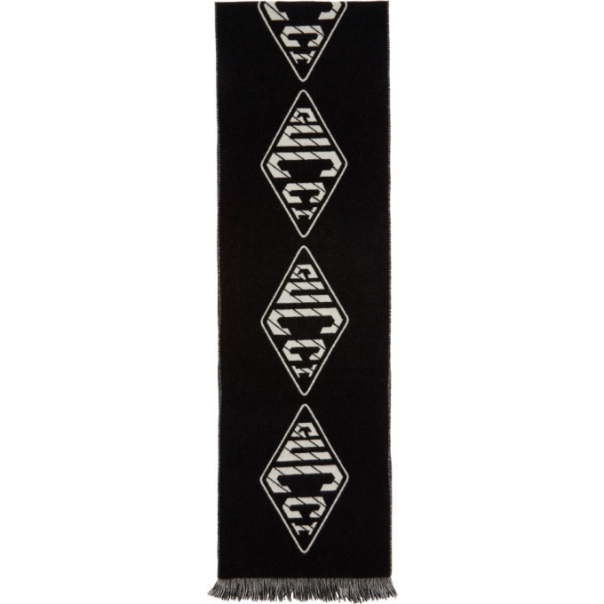 Photo: Gucci Black Logo Diamond Scarf