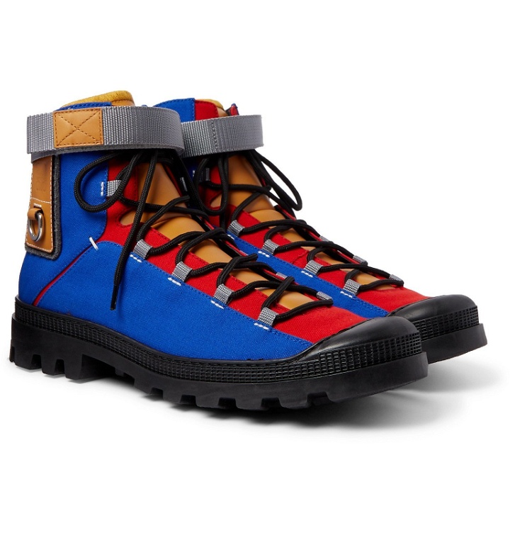 Photo: Loewe - Eye/LOEWE/Nature Leather-Trimmed Canvas Boots - Blue