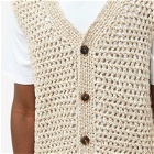 A Kind of Guise Men's Haroun Crochet Vest in Sesame Melange