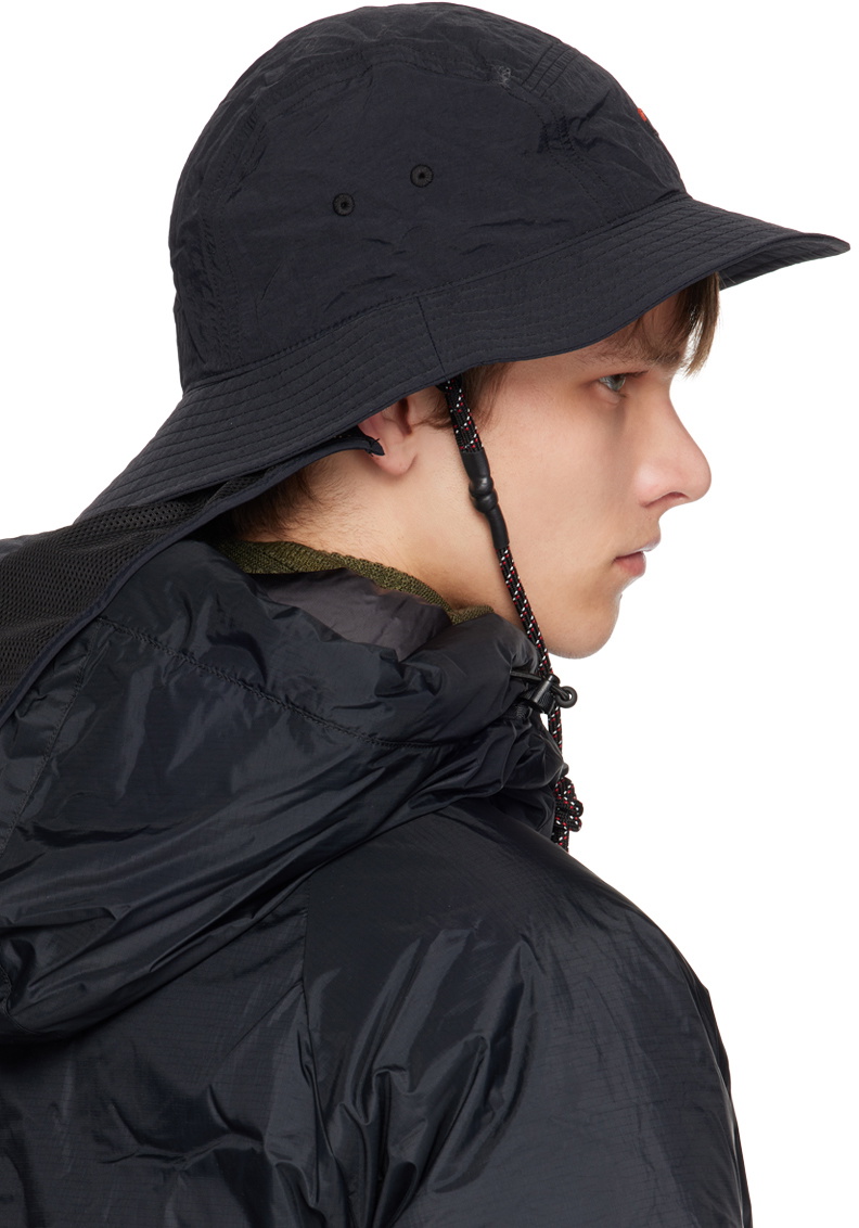 Nanga Black Tusser Sunshade Bucket Hat