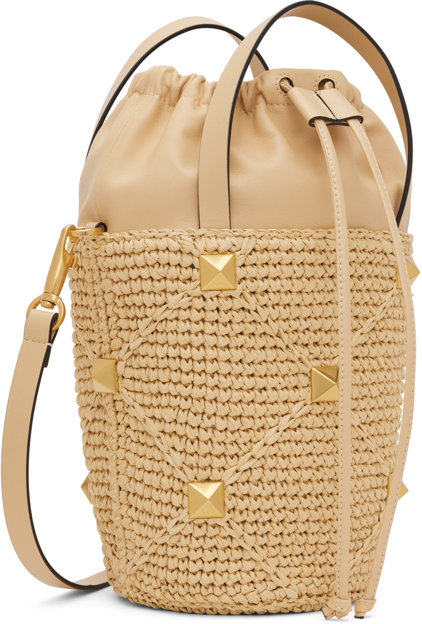 Valentino Garavani Women Beige Leather Bucket Bag