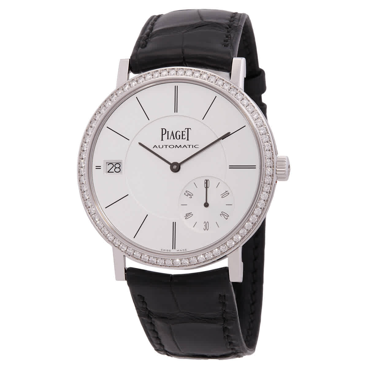 Piaget Altiplano Silvered Dial 18K White Gold Diamond Automatic Mens Wach GOA39138