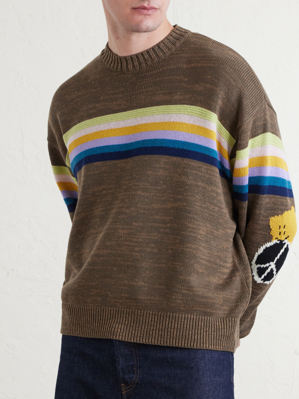 KAPITAL - Peckish Rainbow Striped Cotton and Wool-Blend Sweater - Brown