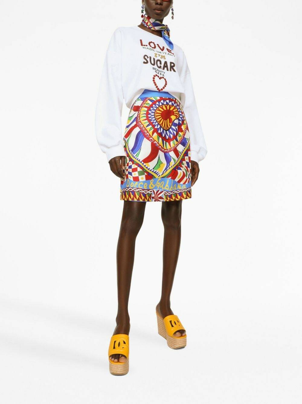 スカート Dolce & Gabbana Maiolica Silk Pencil Skirt DOLCE & GABBANA Maiolica silk pencil skirt – Modishus