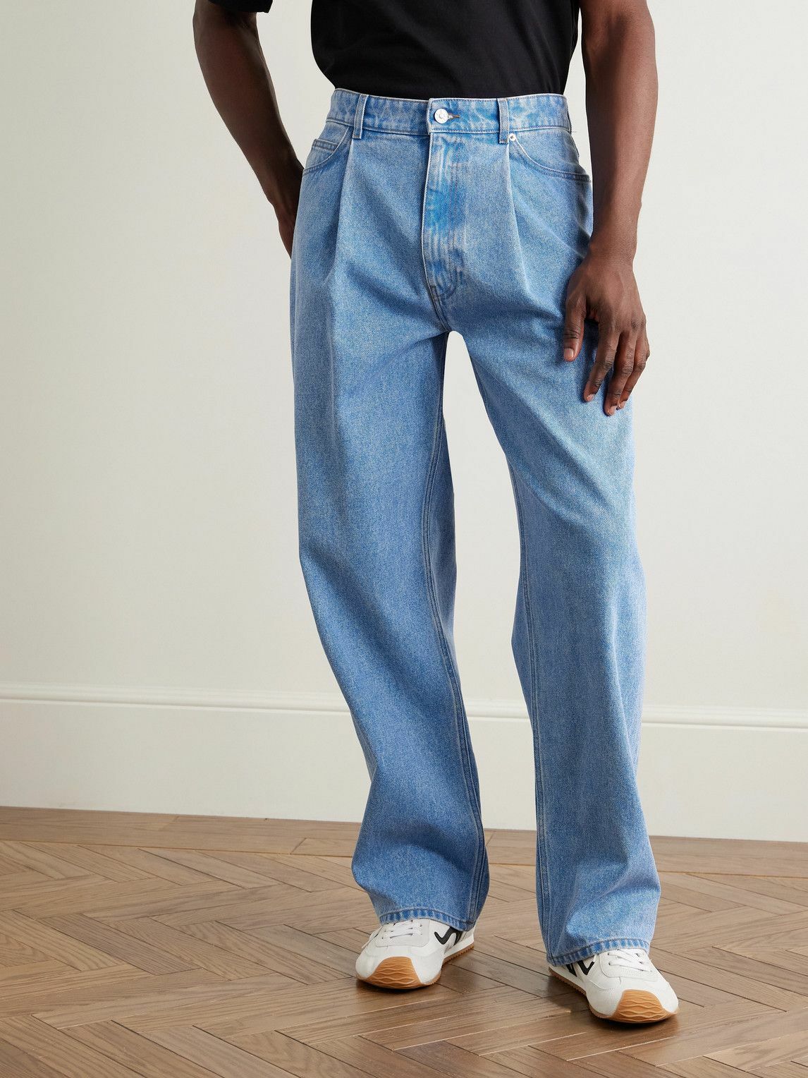 Marni - Wide-Leg Pleated Jeans - Blue