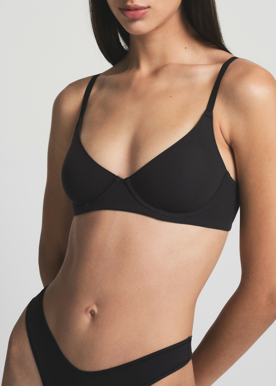 Skims Unlined Stretch-jersey Demi bra Black