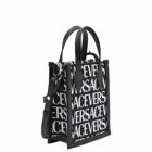 Versace Men's Repeat Logo Mesh Tote in Black