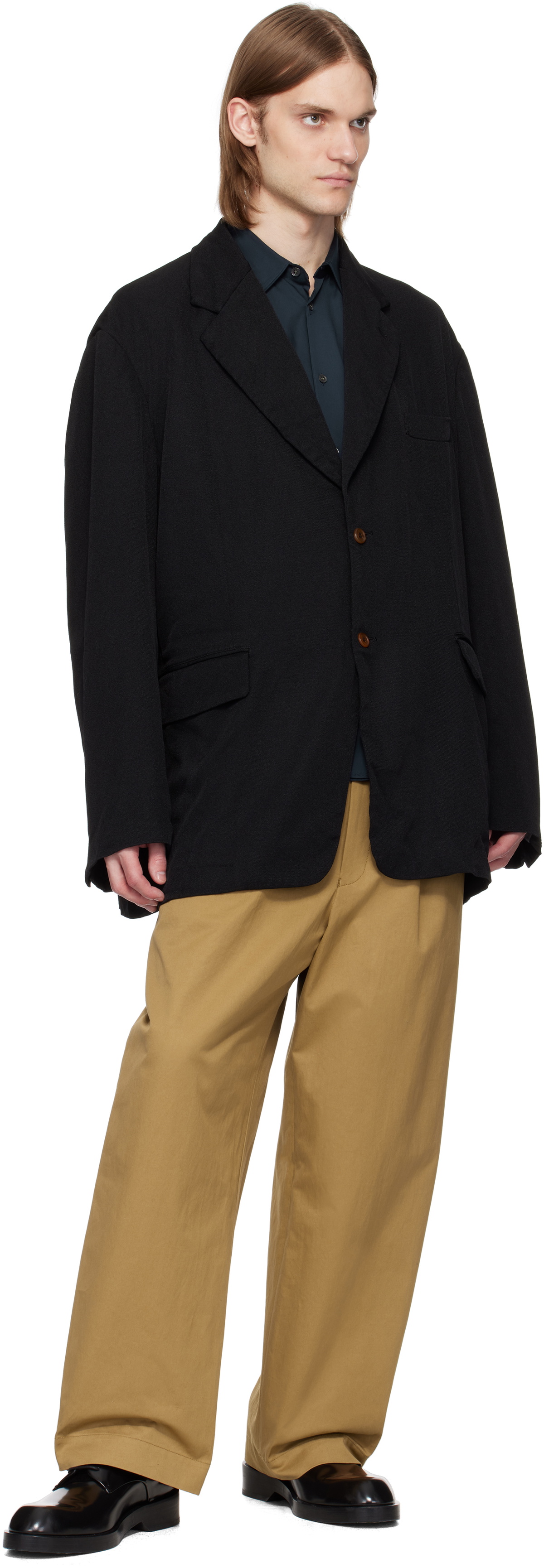 Comme des Garçons Shirt Black Polyester Twill Garment Treated Blazer