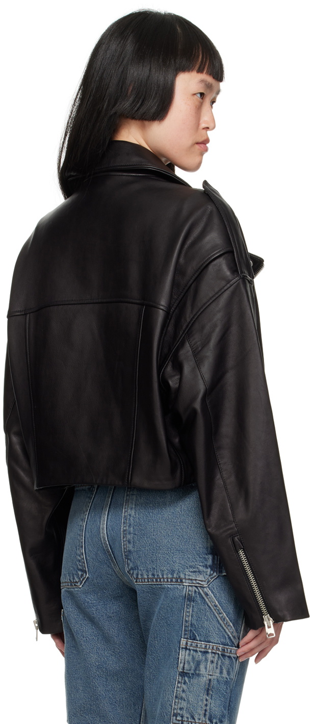 AGOLDE Black Shoreditch Ski Club Edition Remi Leather Jacket