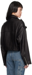 AGOLDE Black Shoreditch Ski Club Edition Remi Leather Jacket