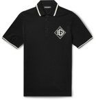 Dolce & Gabbana - Logo-Appliquéd Cotton-Piqué Polo Shirt - Black