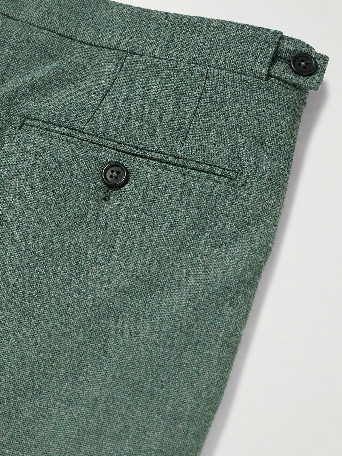 slim fit dress slacks Tiglio Luxe Heather Green with Windowpane Semi-Wide Leg Wool Marbella Dress Pants TL5111 38 main image 0