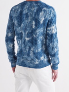 POLO RALPH LAUREN - Tie-Dyed Cable-Knit Cotton Sweater - Blue