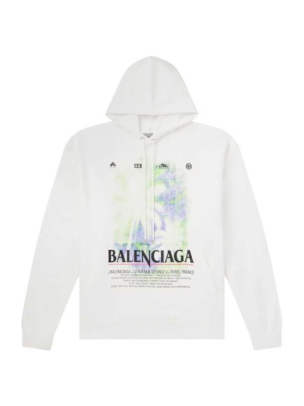 Photo: Balenciaga - Oversized Printed Cotton-Jersey Hoodie - White