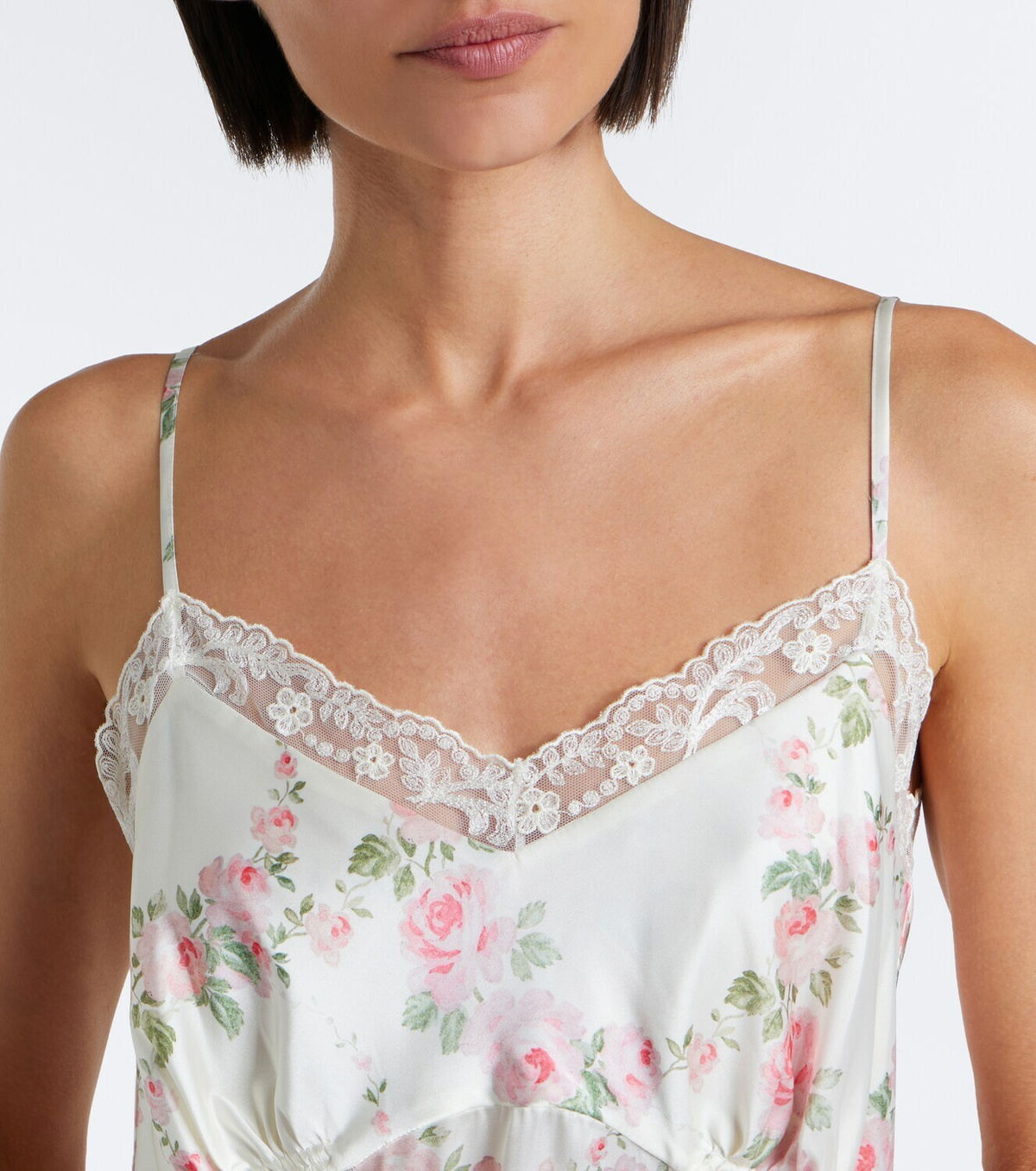 Simone Rocha Floral lace-trimmed satin slip dress