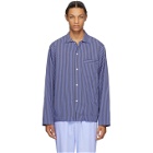 Tekla Blue Striped Pyjama Shirt