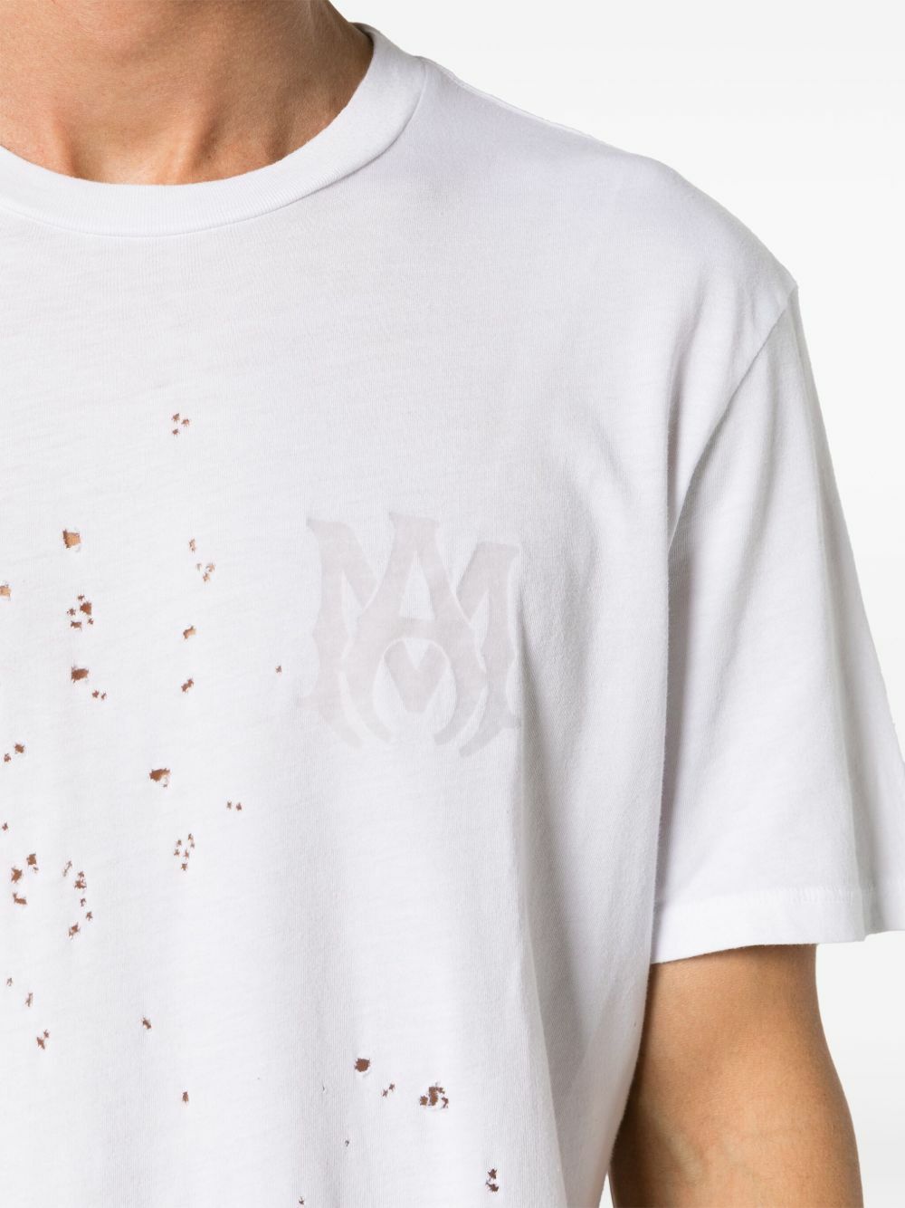 【トレンド】≪AMIRI≫Tシャツ<ホワイト>☆残りわずか☆ AMIRI White MA Distressed Cotton T-Shirt Amiri
